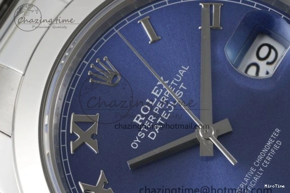 MiroTime 0423 Modern DateJust 41 SS Polished Bezel KING 1:1 Best Edition 904L Steel Blue Roman Dial on Oyster Bracelet VR 2212